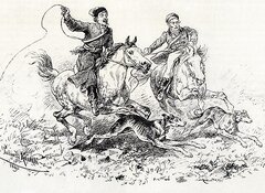 Juliusz Kossak, Ilustracja do Księgi II „Pana Tadeusza" (Asesor i Rejent z Kusym i Sokołem), 1890